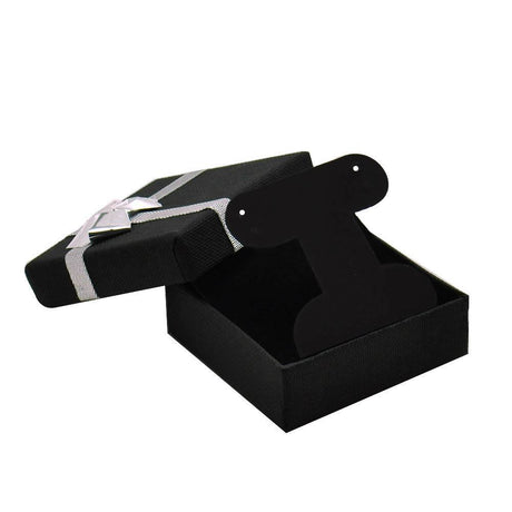 Black Paper Silver Bow-Tie Jewelry T Earring Insert Gift Boxes 