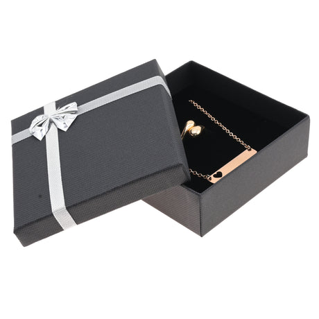 Black Paper Silver Bow-Tie Jewelry Pendant Gift Boxes
