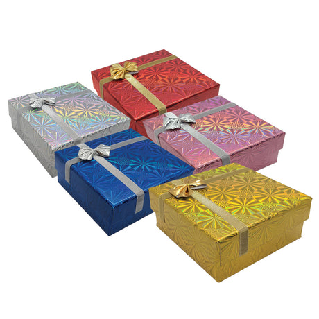Holographic Mixed Color Paper Silver Bow-Tie Jewelry Bangle or Watch Gift Boxes