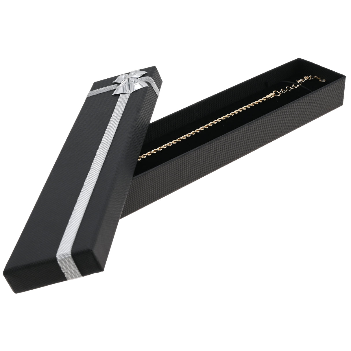 Black Paper Silver Bow-Tie Jewelry Watch or Bracelet Gift Boxes