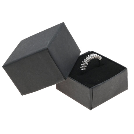 Matte Black Paper Jewelry Ring Gift Packaging Boxes With Foam Insert