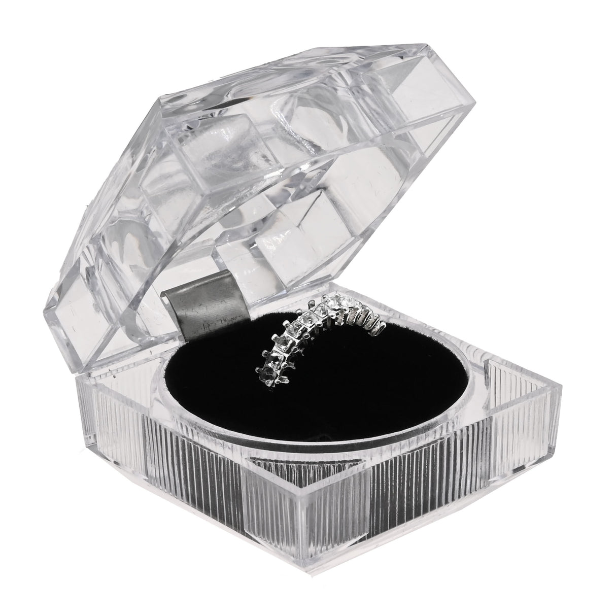 Clear Crystal Style Lucite Jewelry Ring Boxes