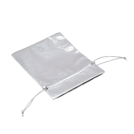 Metallic Silver Drawstring Gift Pouches, 3" x 4", 12 Per Pack
