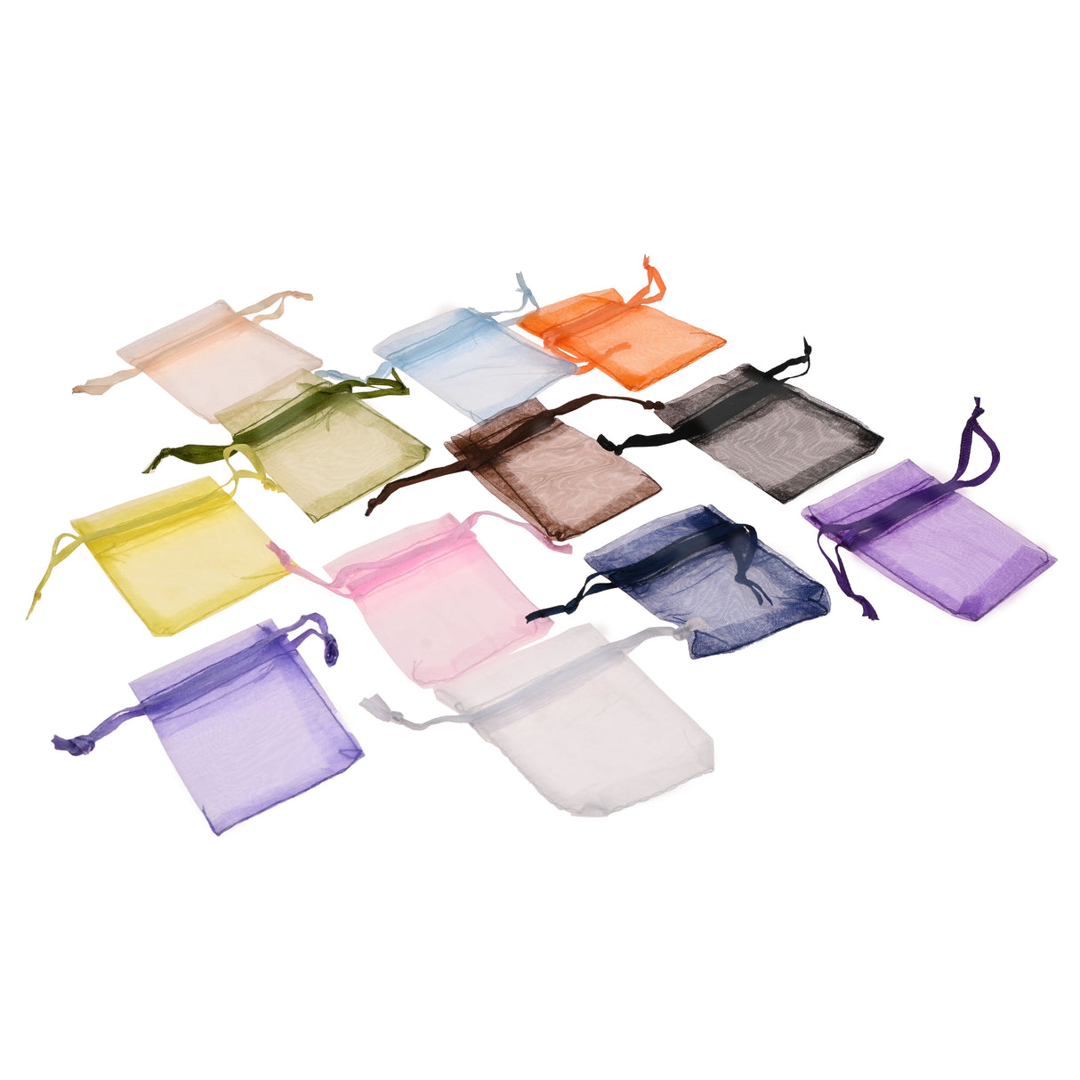 Multi Color Organza Drawstring Gift Pouches, 2" x 2", 12 Per Pack