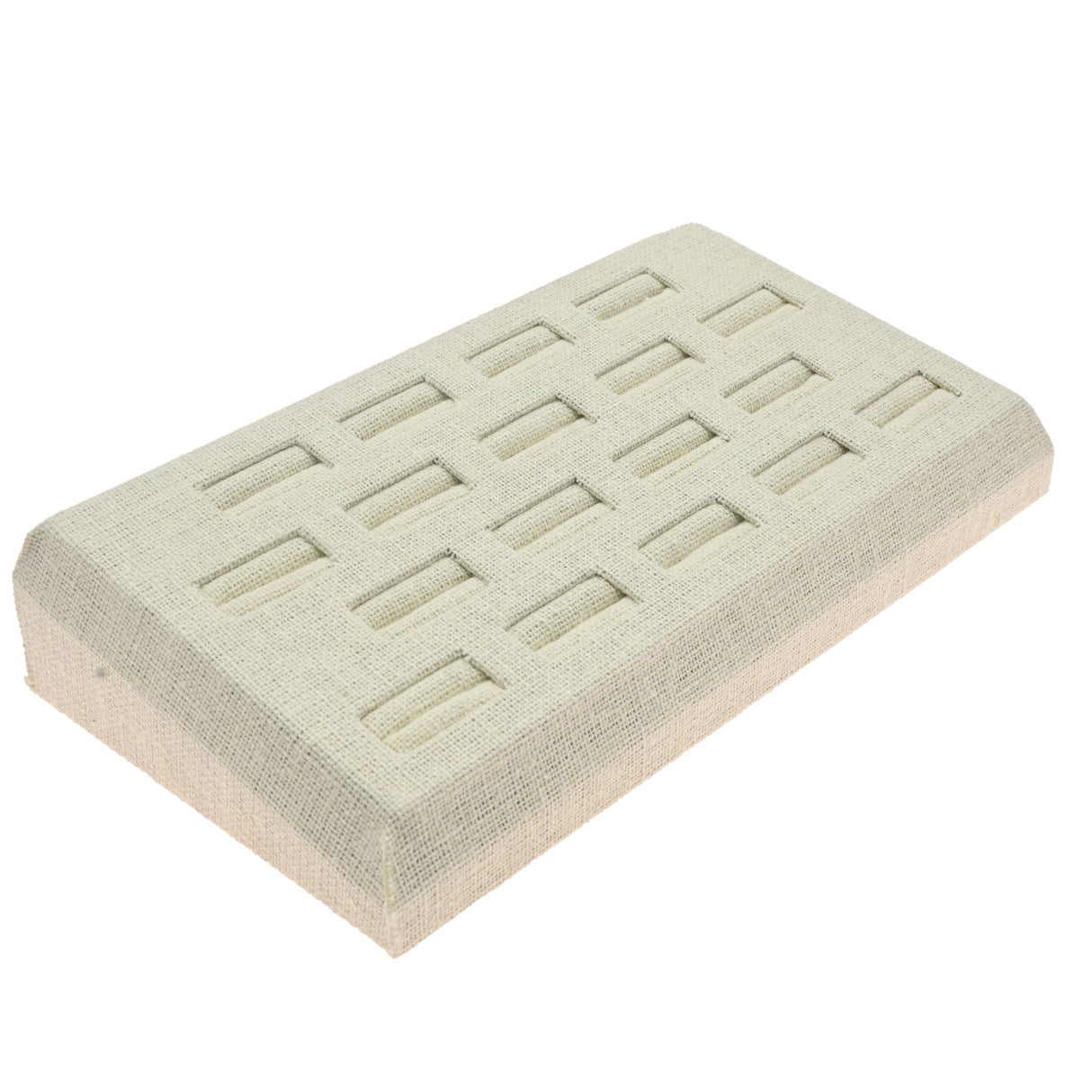 Beige Linen 18 Slot Jewelry Ring Display Tray