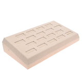 Beige Faux Suede Jewelry Ring Display Tray, Holds 18 Rings