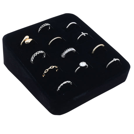 Black Velvet 12 Slot Ring Display Tray