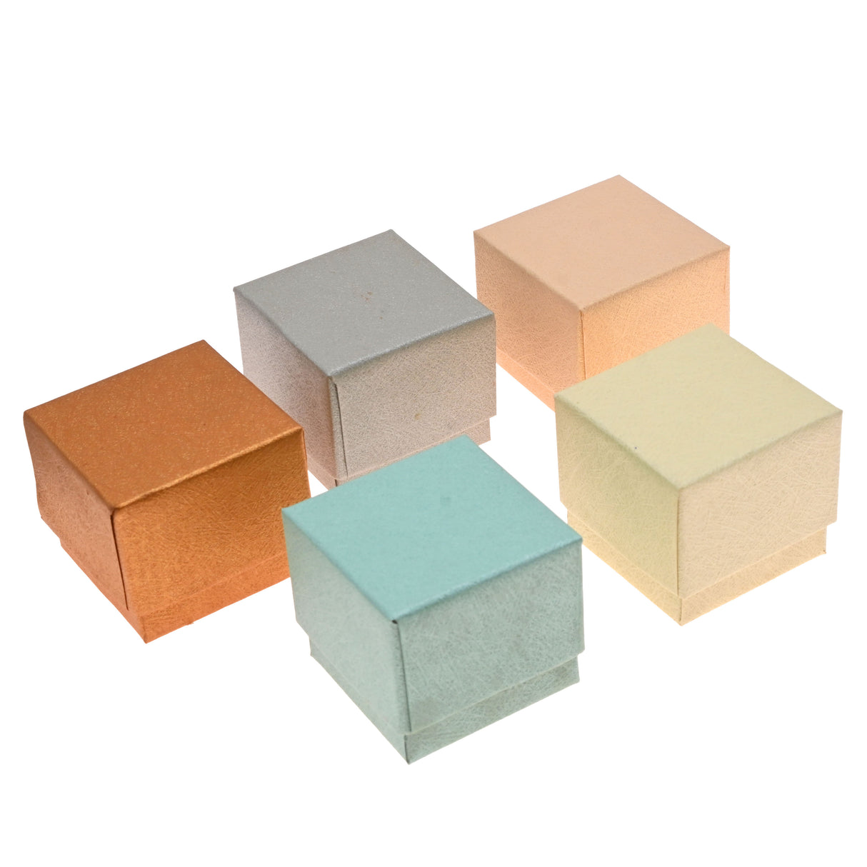 Multi-Color Embossed Fiber Ring Gift Boxes with Foam Insert, 100-Pack