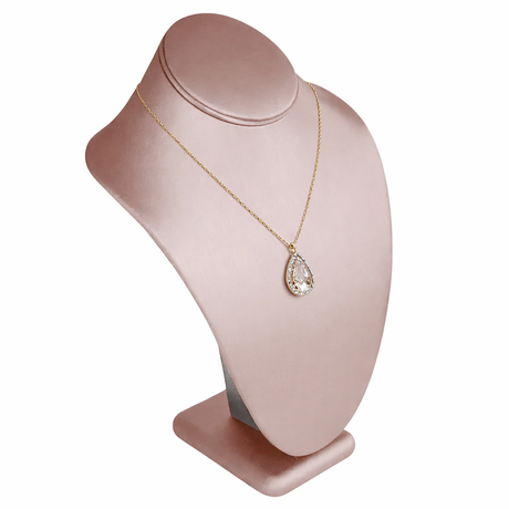 Champagne Pink Leatherette Jewelry Necklace Display Bust, 11" Tall