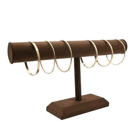 Brown Suede Jewelry Bracelet T-Bar Display - 12" Wide