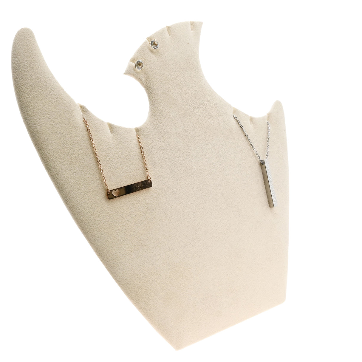 Beige Faux Suede Necklace & Earring Combination Easel