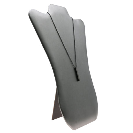 Steel Grey Leatherette Jewelry Necklace Display Easel, 14" Tall