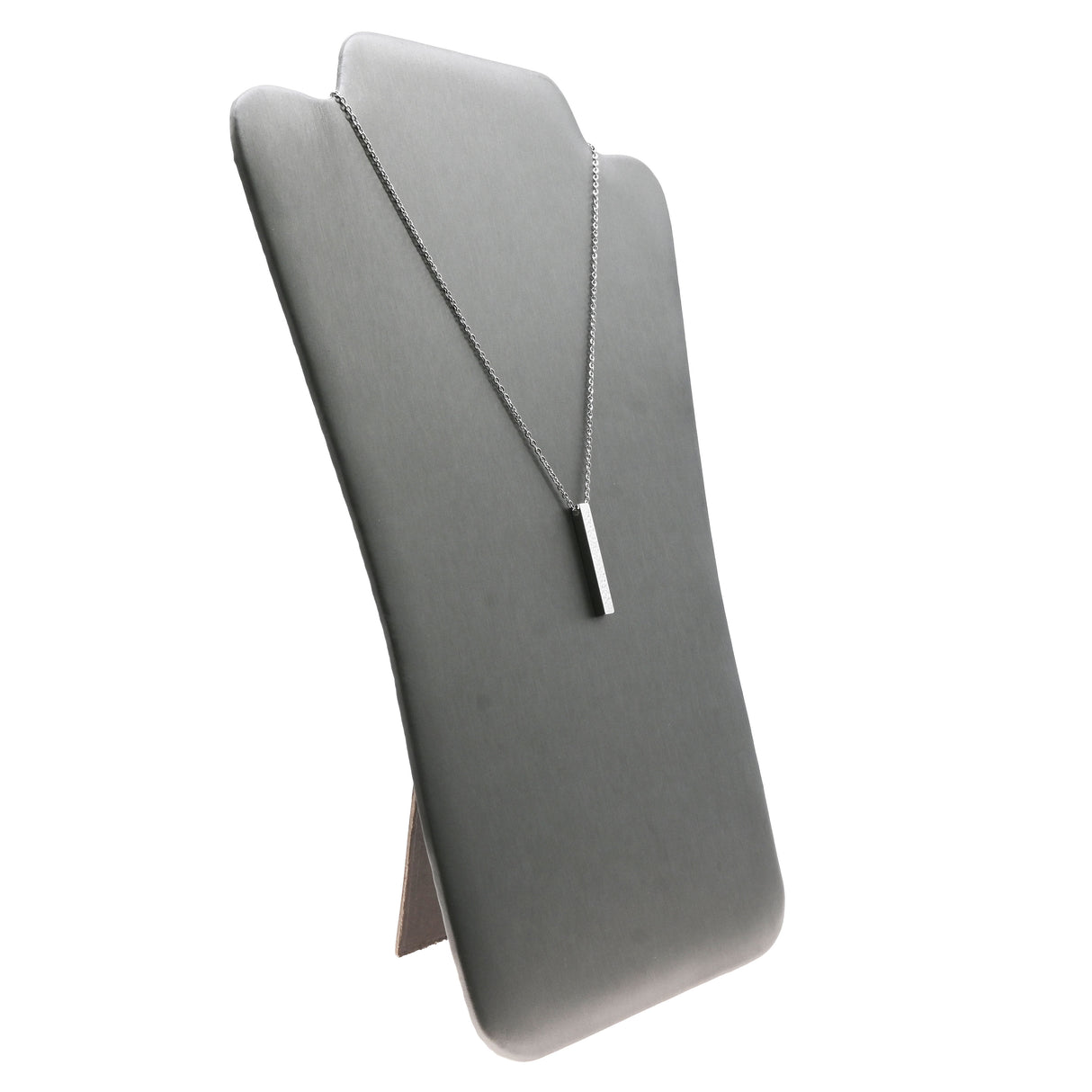 Steel Grey Leatherette Necklace Display Easel, 13-1/4" Tall