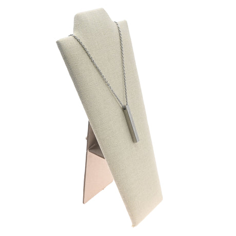 Beige Linen Jewelry Necklace / Pendant Display Easel, 8-7/8" Tall