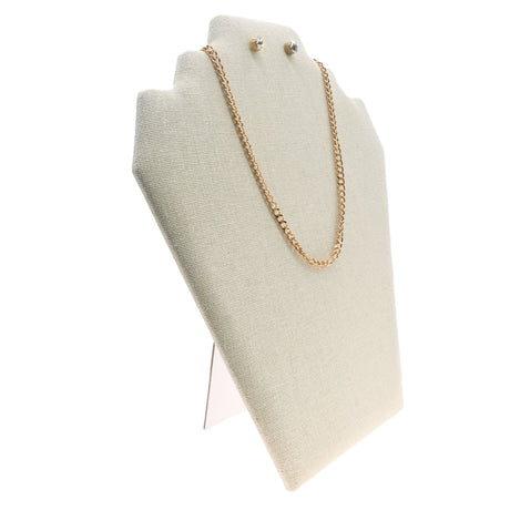 Beige Linen Jewelry Necklace and Earring Combination Easel