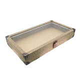Glass Top Burlap Jewelry Display Tray - 14.75" x 8.25" Showcase