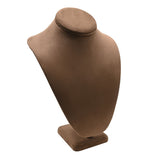Brown Suede Jewelry Necklace Display Bust - 11" Tall