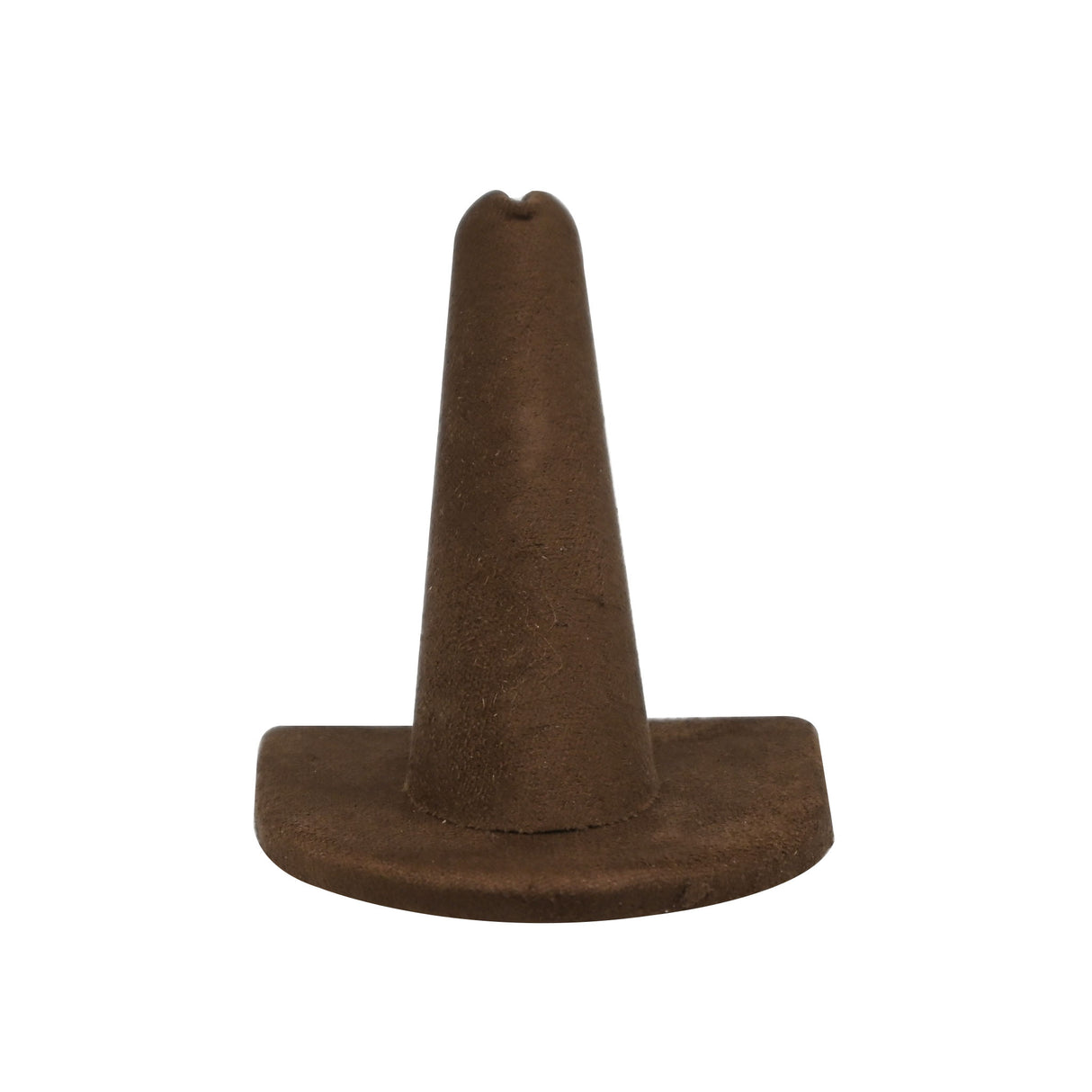 Brown Suede Single Finger Jewelry Ring Display - Half Round Base