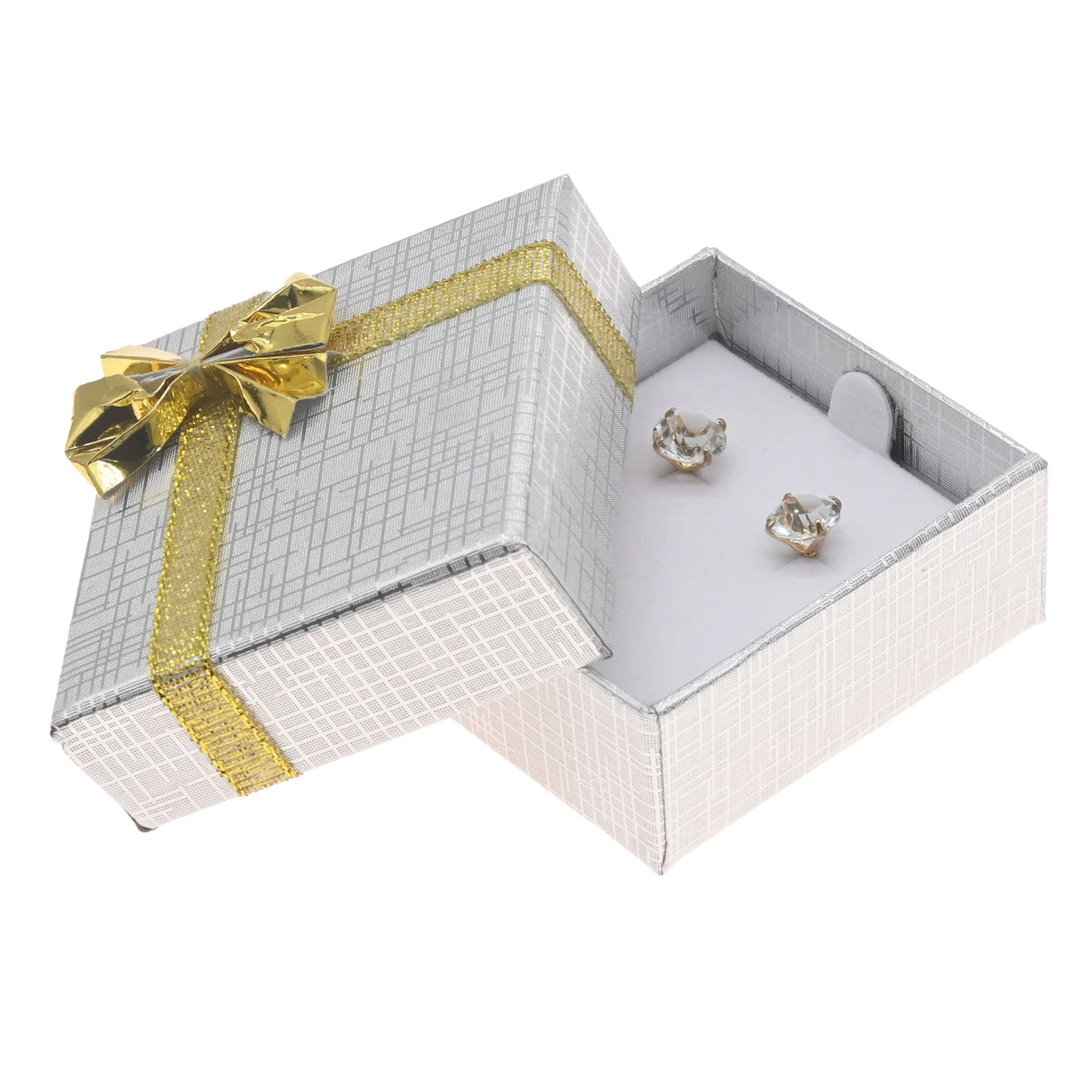 Silver & Gold Linen Bow Tie Jewelry Earring Gift Packaging Boxes