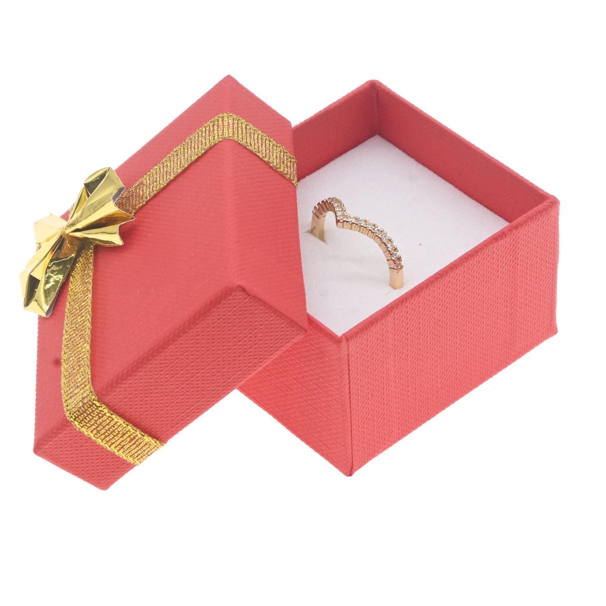 Red Linen Bow Tie Jewelry Ring Gift Packaging Boxes