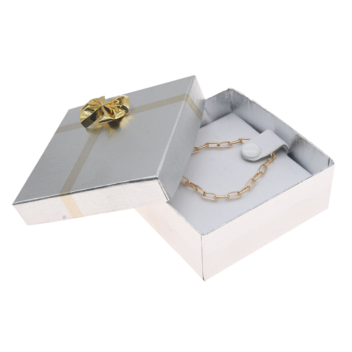 Silver Linen Bow Tie Jewelry Bangle Gift Packaging Boxes