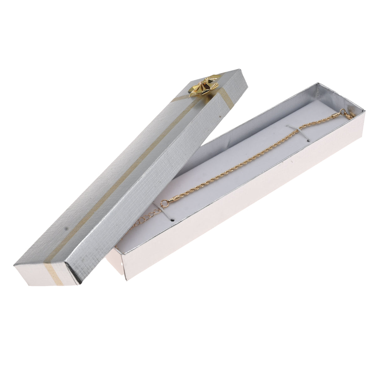 Silver Linen Bow Tie Jewelry Bracelet or Watch Gift Packaging Boxes