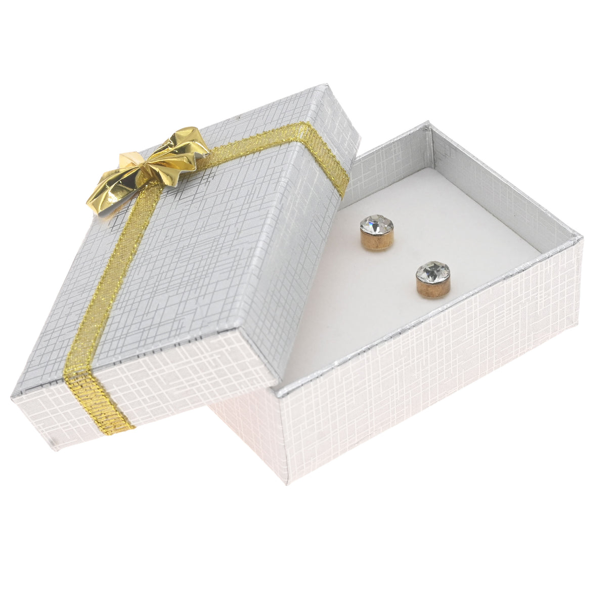 Silver Linen Bow Tie Large Jewelry Earring Gift Packaging Boxes
