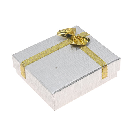 Silver Linen Bow Tie Jewelry Pendant or Earring Gift Packaging Boxes