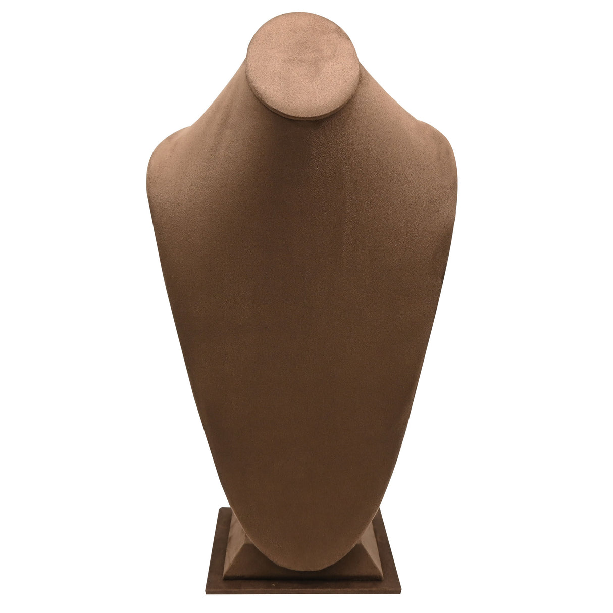 Brown Suede Jewelry Necklace Display Bust - 14-1/2" Tall
