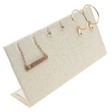 Beige Linen Jewelry Earring / Pendant Stand, Holds 3 Pairs