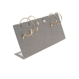 Grey Linen Jewelry Earring / Pendant Stand, Holds 3 Pairs