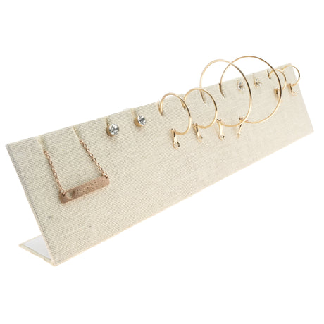 Beige Linen Jewelry Earring / Pendant Stand, Holds 6 Pairs
