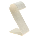Beige Linen Curved Jewelry Earring Stand, 3-1/4" Tall
