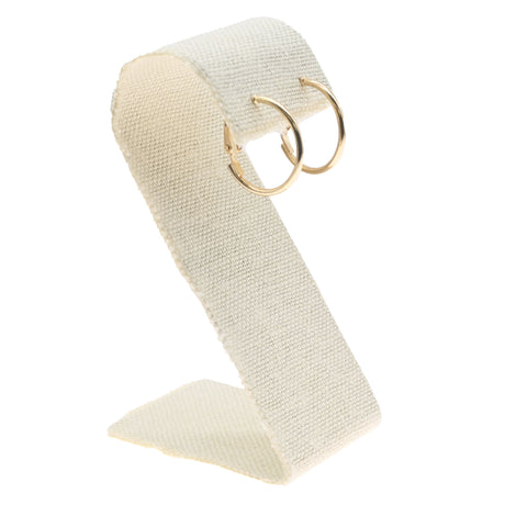 Beige Linen Curved Jewelry Earring Stand, 3-1/4" Tall
