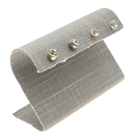 Grey Linen Curved Jewelry Earring Stand, Holds 2 Pairs