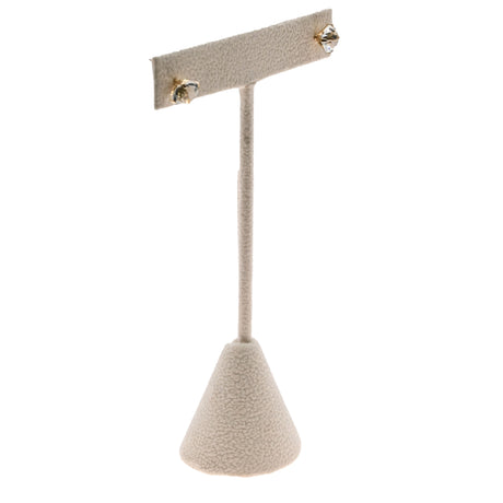 Beige Faux Suede Jewelry Earring T Stand, 4-3/4" Tall