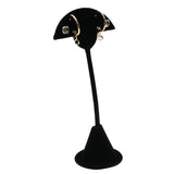Black Velvet Fan Earring Display Stand - Holds 2 Pairs, 5-7/8"H