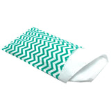 Teal and White Chevron Gift Shopping Bags, 100 Per Pack, 6" x 9"
