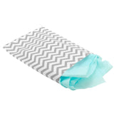 Silver and White Chevron Gift Shopping Bags, 100 Per Pack, 5" x 7"