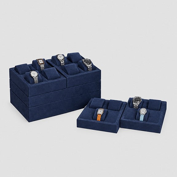 Blue Suede 24-Slot Watch Display Set