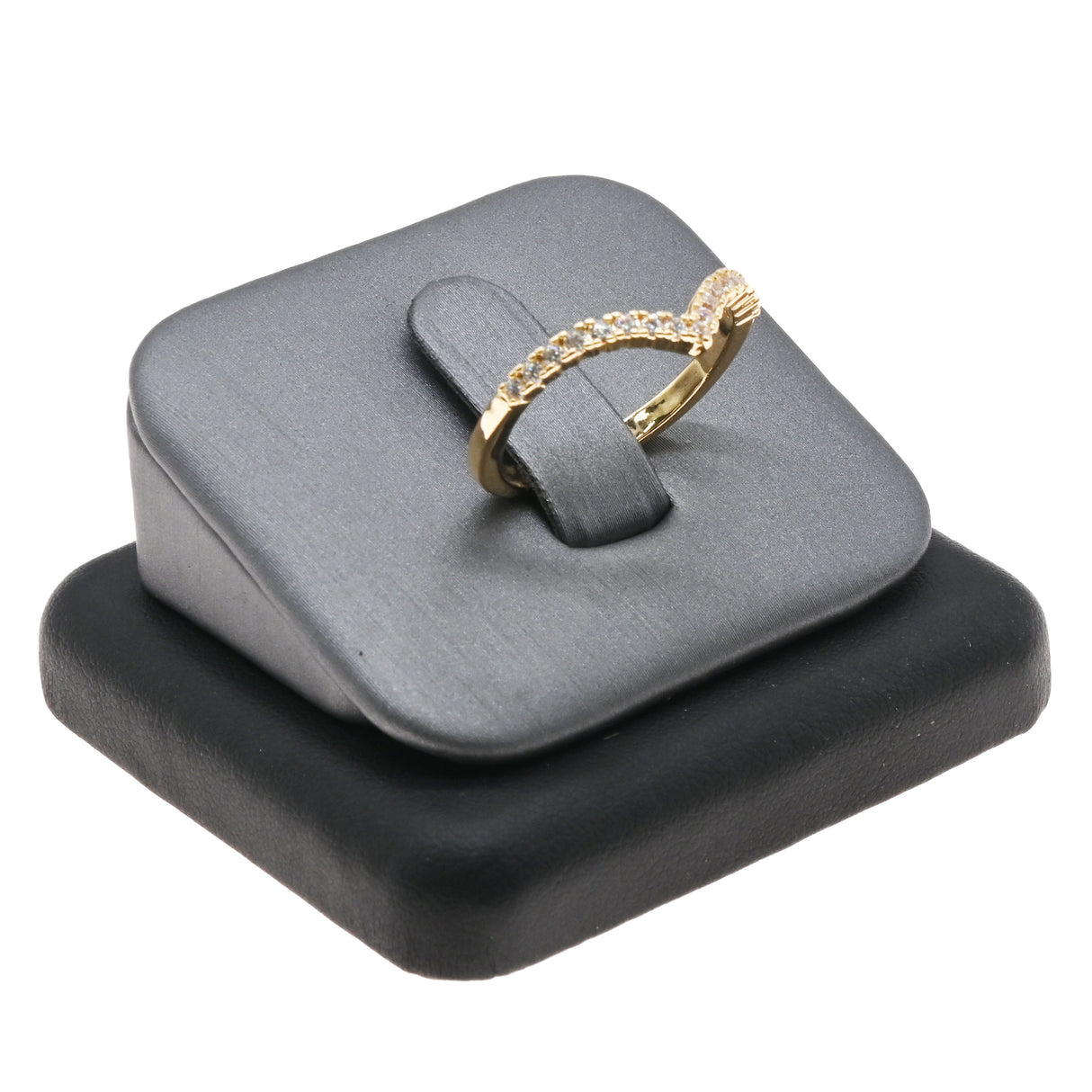 Steel Faux Leather Trim Ring Display with Clip