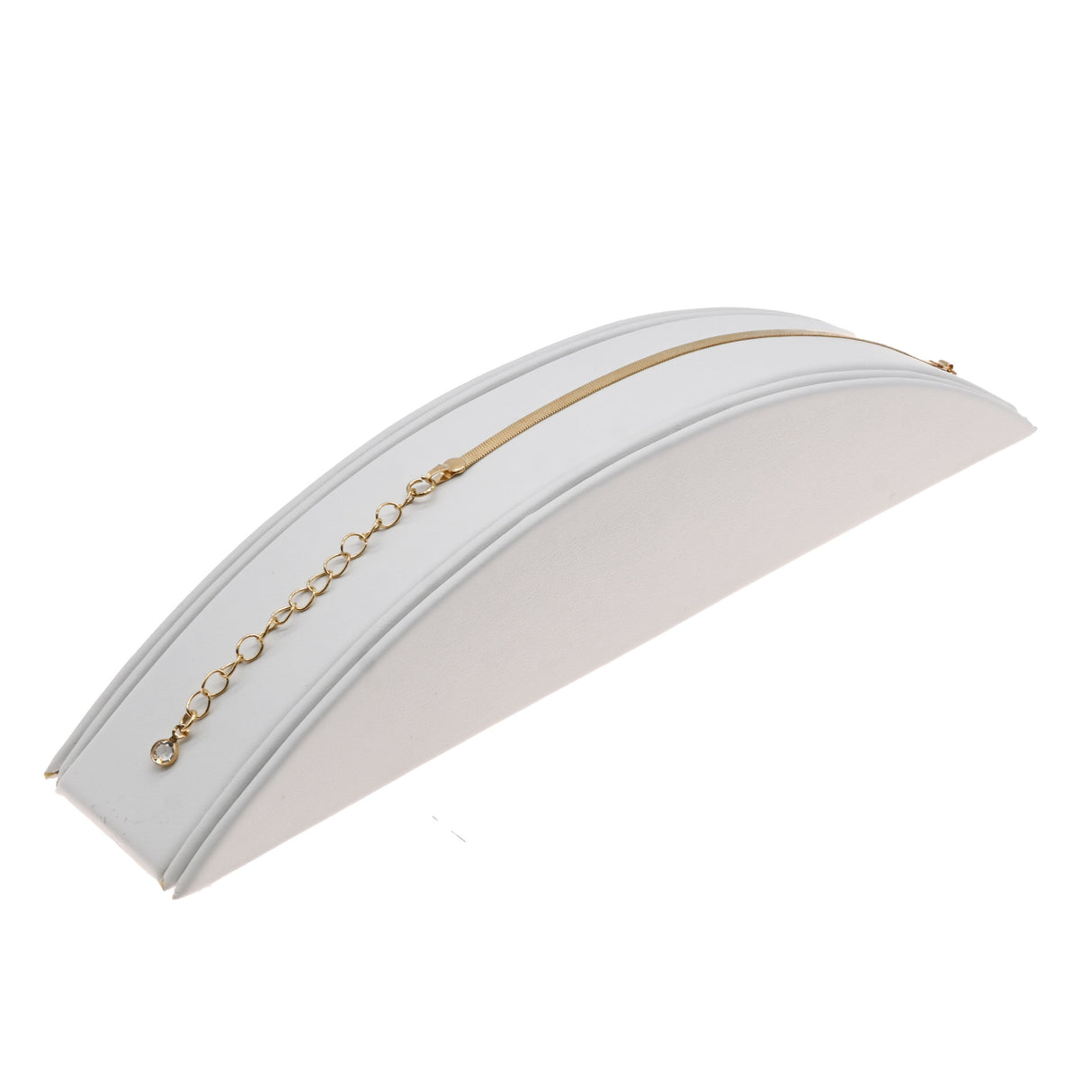 White Leatherette Crescent Moon Jewelry Bracelet Display