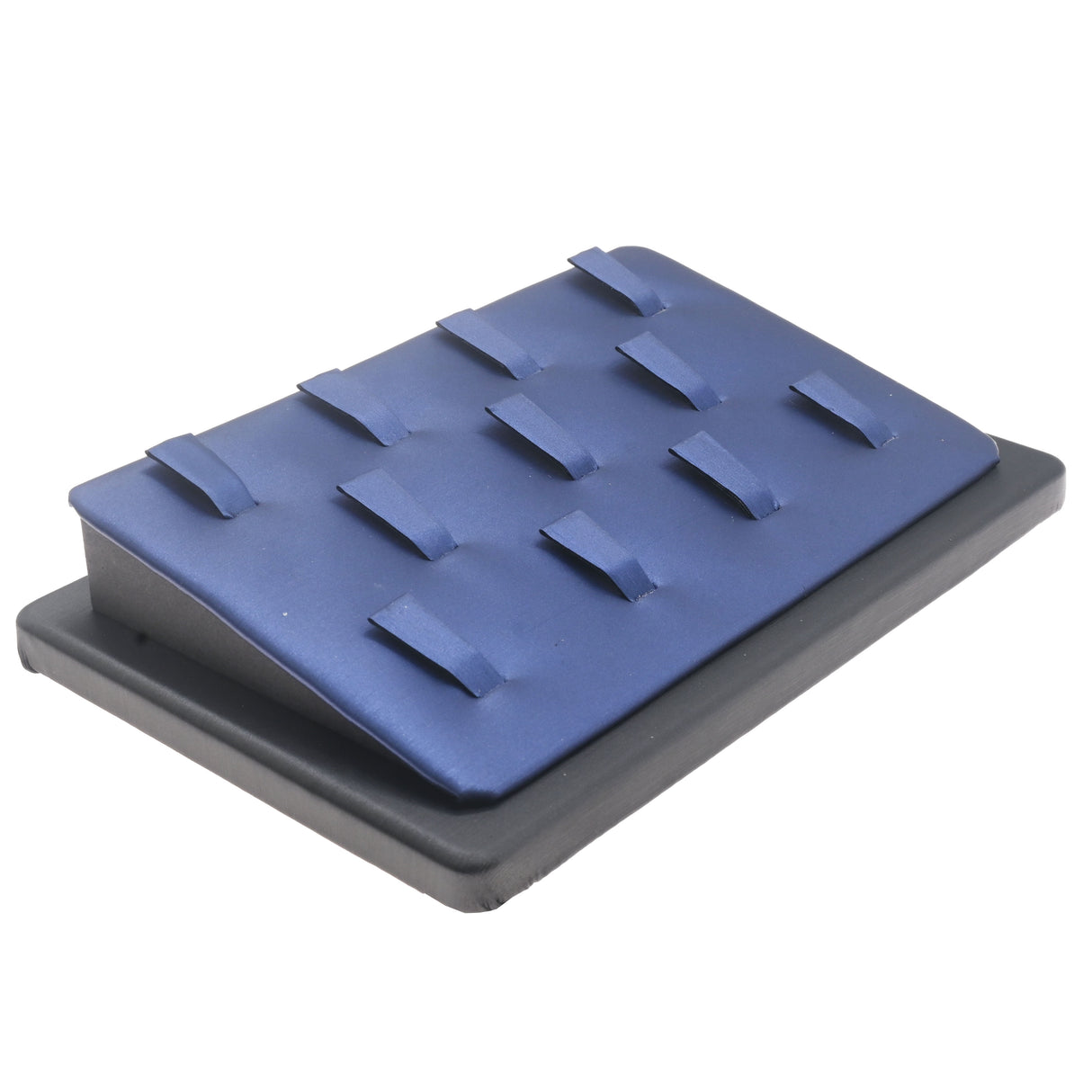 Black & Blue Leatherette Ring Clip Display Stand - Holds 11 Rings