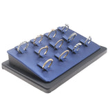 Black & Blue Leatherette Ring Clip Display Stand - Holds 11 Rings