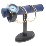 Black & Blue Leatherette Bracelet Watch T-Bar Display Stand - 5-1/2" Tall