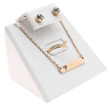 White Leatherette Jewelry Ring, Pendant, and Earring Combination Stand