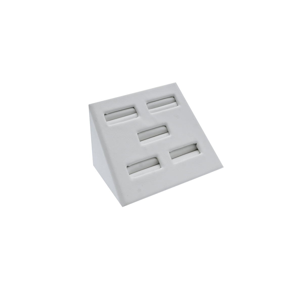 Stackable White Leatherette 5 Slot Jewelry Ring Display