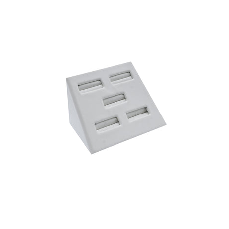 Stackable White Leatherette 5 Slot Jewelry Ring Display
