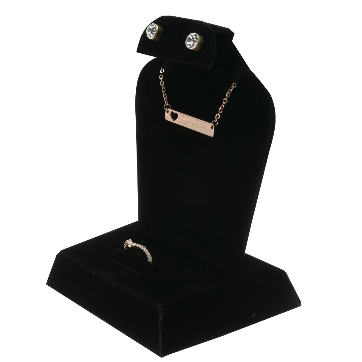 Black Velvet Combination Jewelry Display Stand - Ring, Earring & Pendant