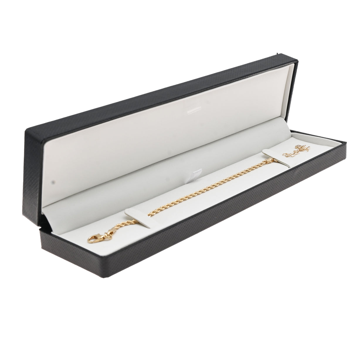 Premium Black Textured Leatherette Jewelry Bracelet Box